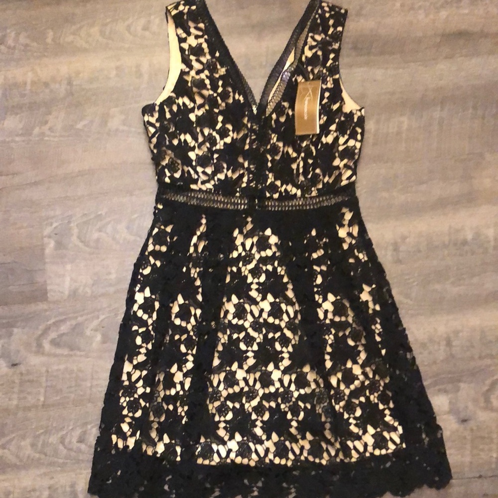 Francesca's Collections Black Lace Overlay Dress